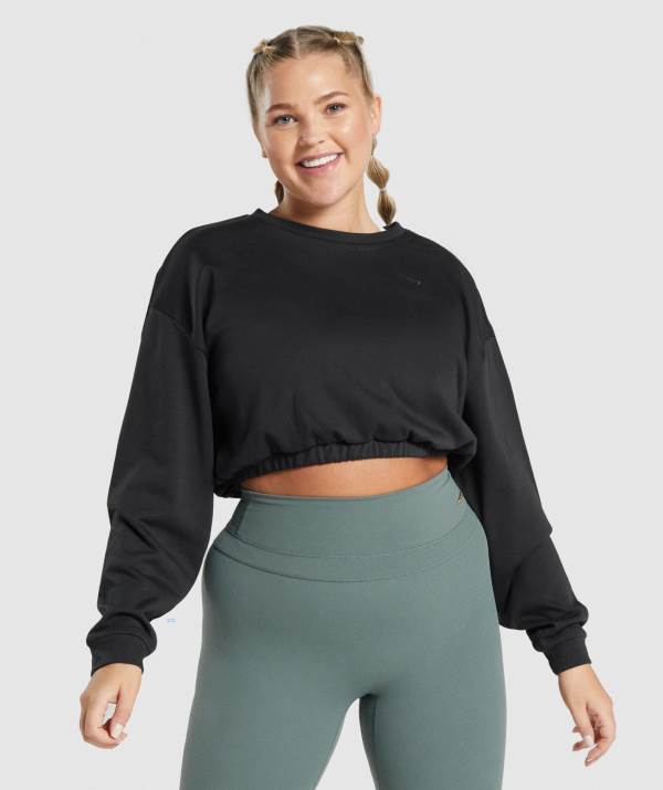 Damske Pulovre Gymshark Whitney Cropped Čierne | LN7920836